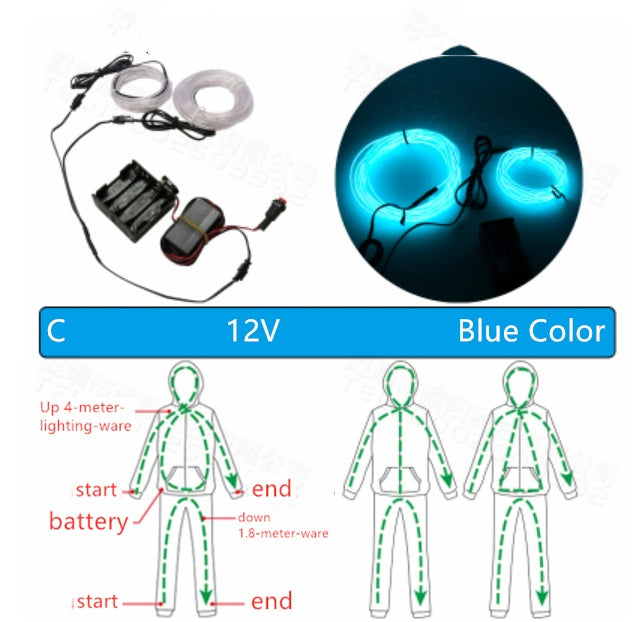 Fluorescent dance Performance clothing LED light line