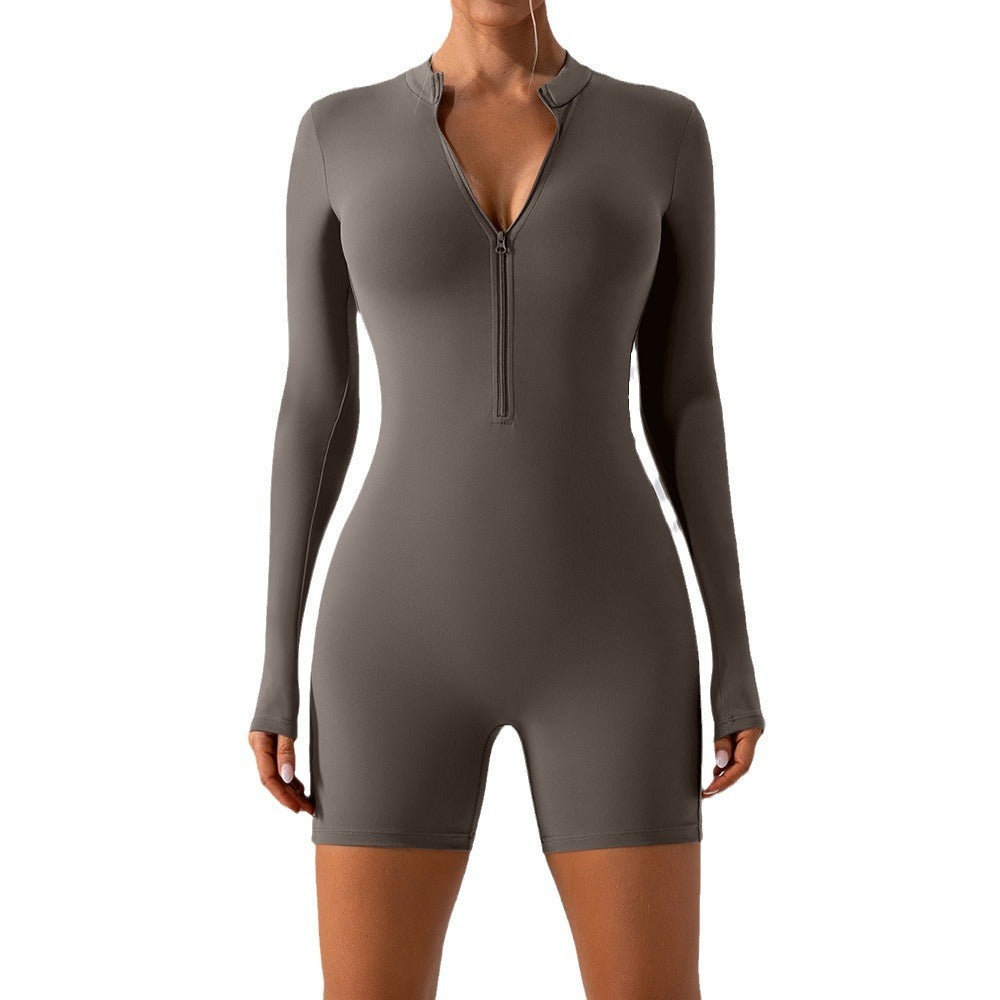 Long-sleeve Zipper One-piece Dance Training - Mi tienda