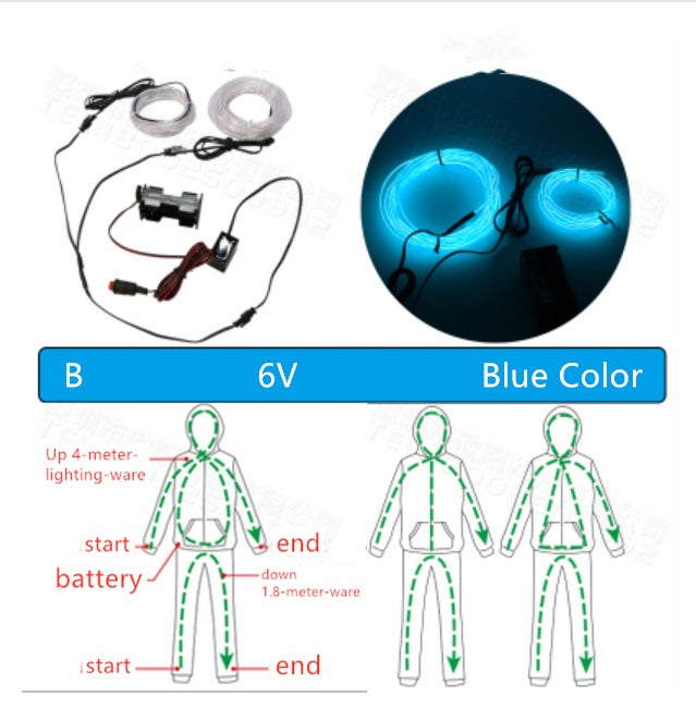 Fluorescent dance Performance clothing LED light line