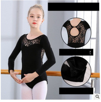 Girls' Long-sleeved Cotton Black Dance Dress - Mi tienda