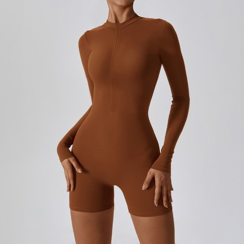 Long-sleeve Zipper One-piece Dance Fitness - Mi tienda
