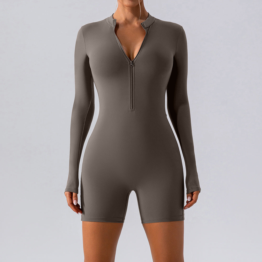 Long-sleeve Zipper One-piece Dance Training - Mi tienda