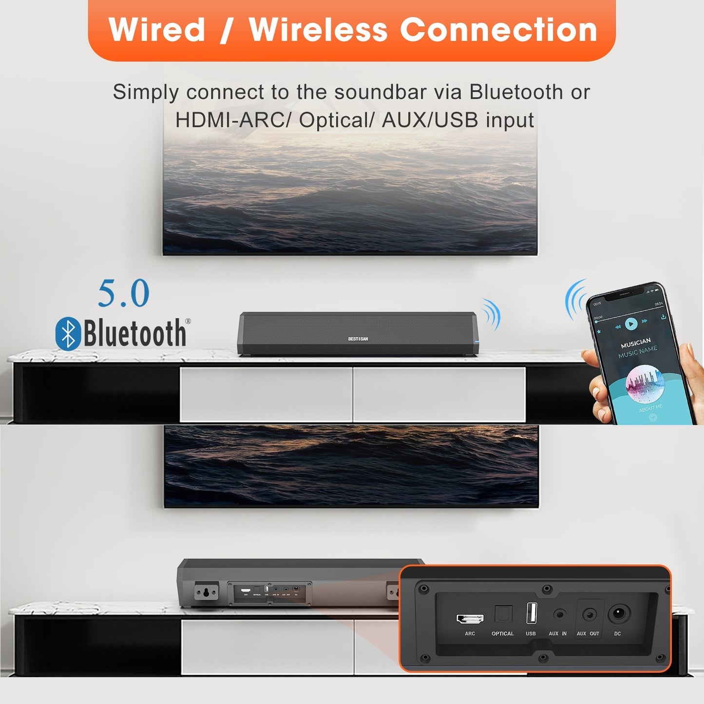 Small Wholesale Echo Wall Soundbar Bar TV Speaker Wireless Home Theater 40W High Power Sound Heater - Mi tienda