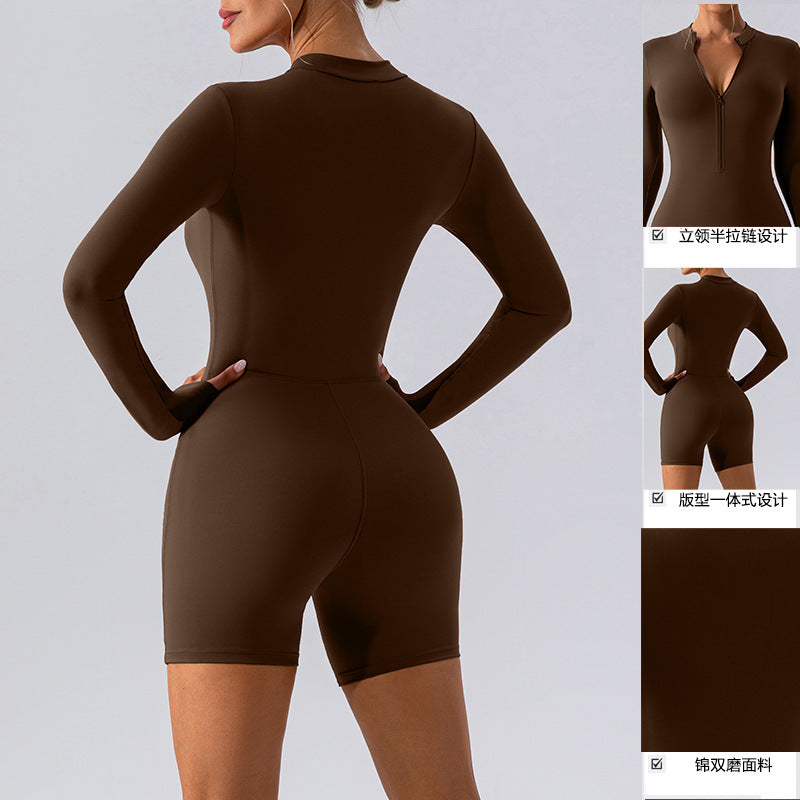 Long-sleeve Zipper One-piece Dance Training - Mi tienda