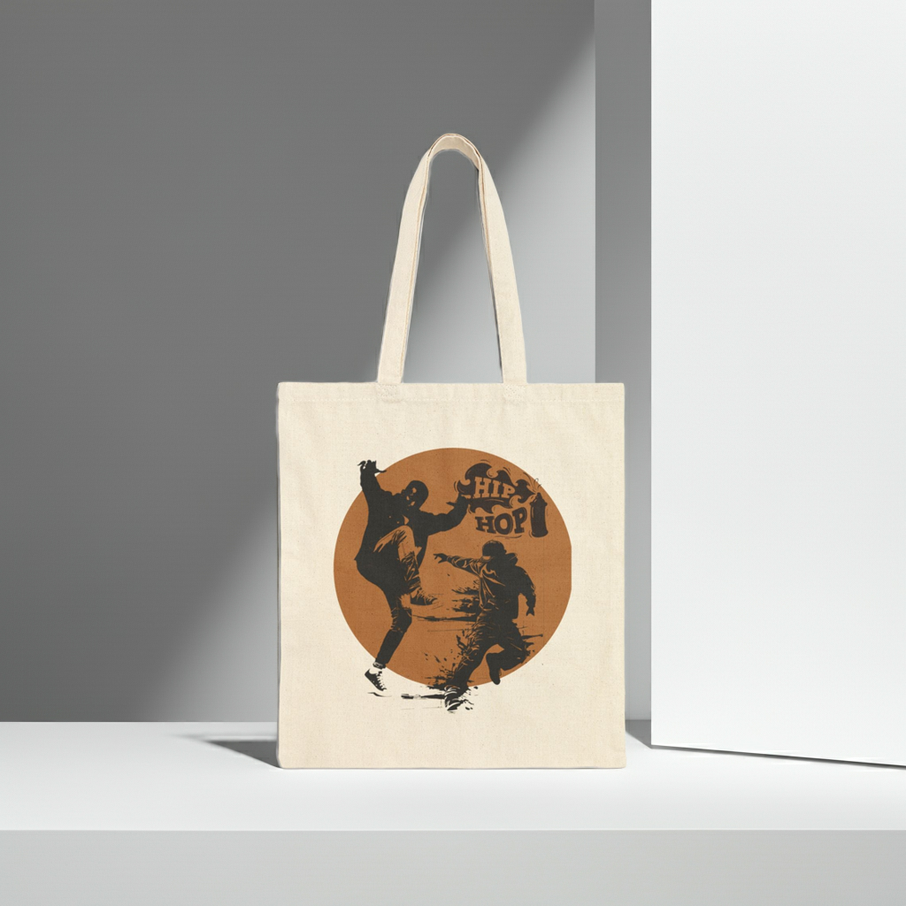 Hip Hop Cotton Canvas Tote Bag, Reusable Shopping Bag, Stylish Tote, Festival Accessory, Gift for Music Lovers
