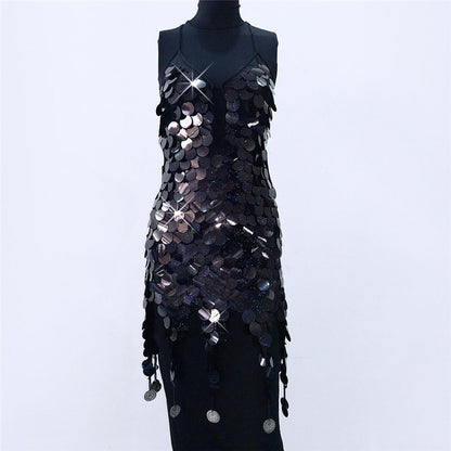 Tassel Laser Sequin Latin Dance Dress Costume - Mi tienda