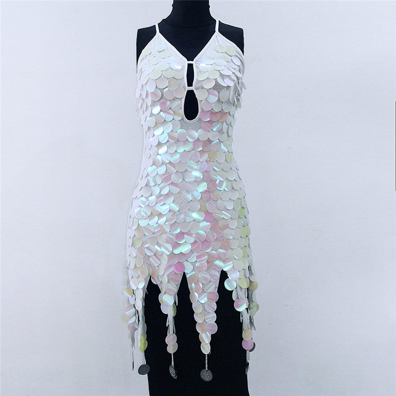 Tassel Laser Sequin Latin Dance Dress Costume - Mi tienda