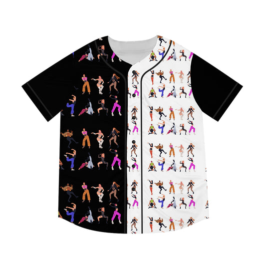 Men's Baseball Jersey - Red DISCO BALL Jersey with Artistic Design dancers - Perfect for Sports and Casual Wear