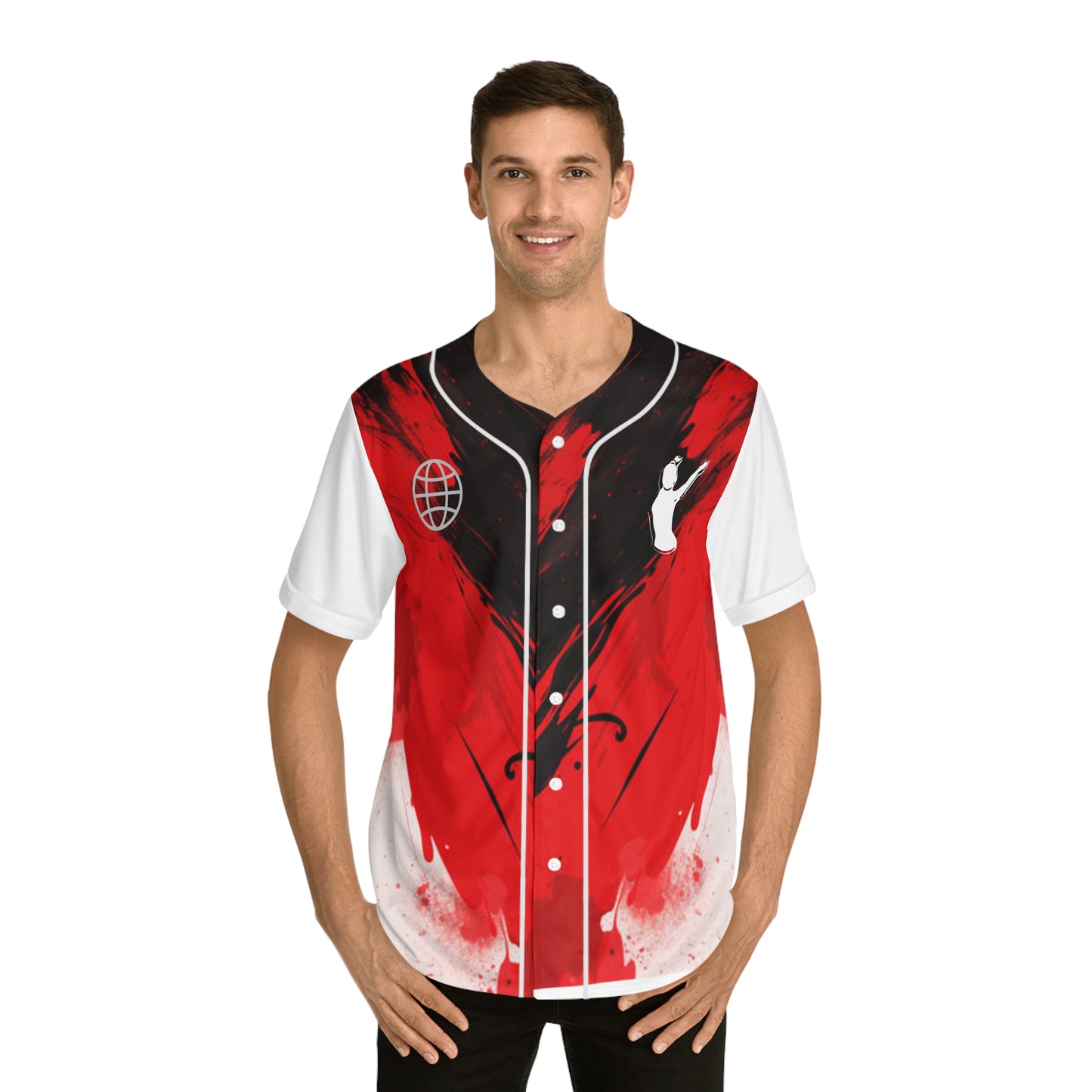 Men's Baseball Jersey - Red DISCO BALL Jersey with Artistic Design dancers - Perfect for Sports and Casual Wear