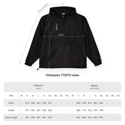 Champion Packable Anorak Jacket, Lightweight Rain Jacket, Unisex Windbreaker, Stylish Outdoor Wear, Trendy Jacket for Men and Women