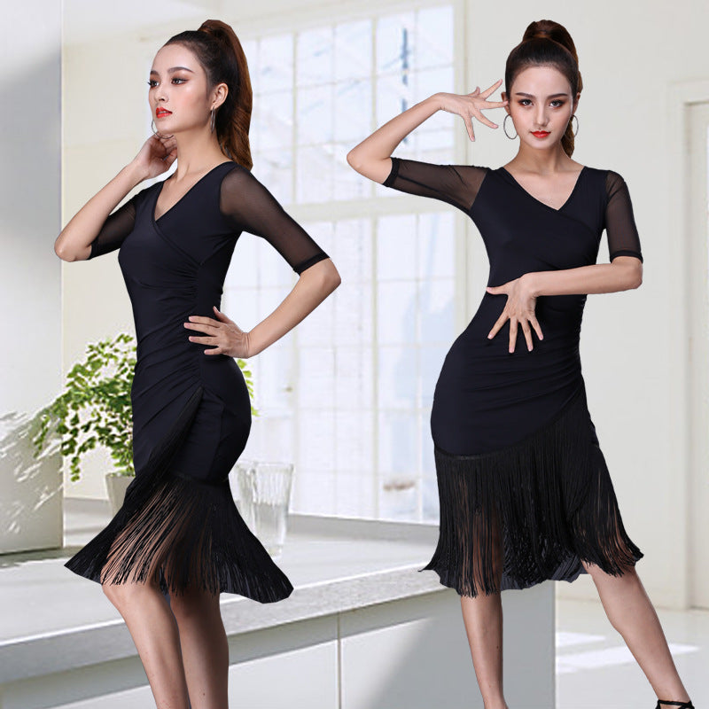 Latin Dance Costume Adult Female Dress Sexy - Mi tienda