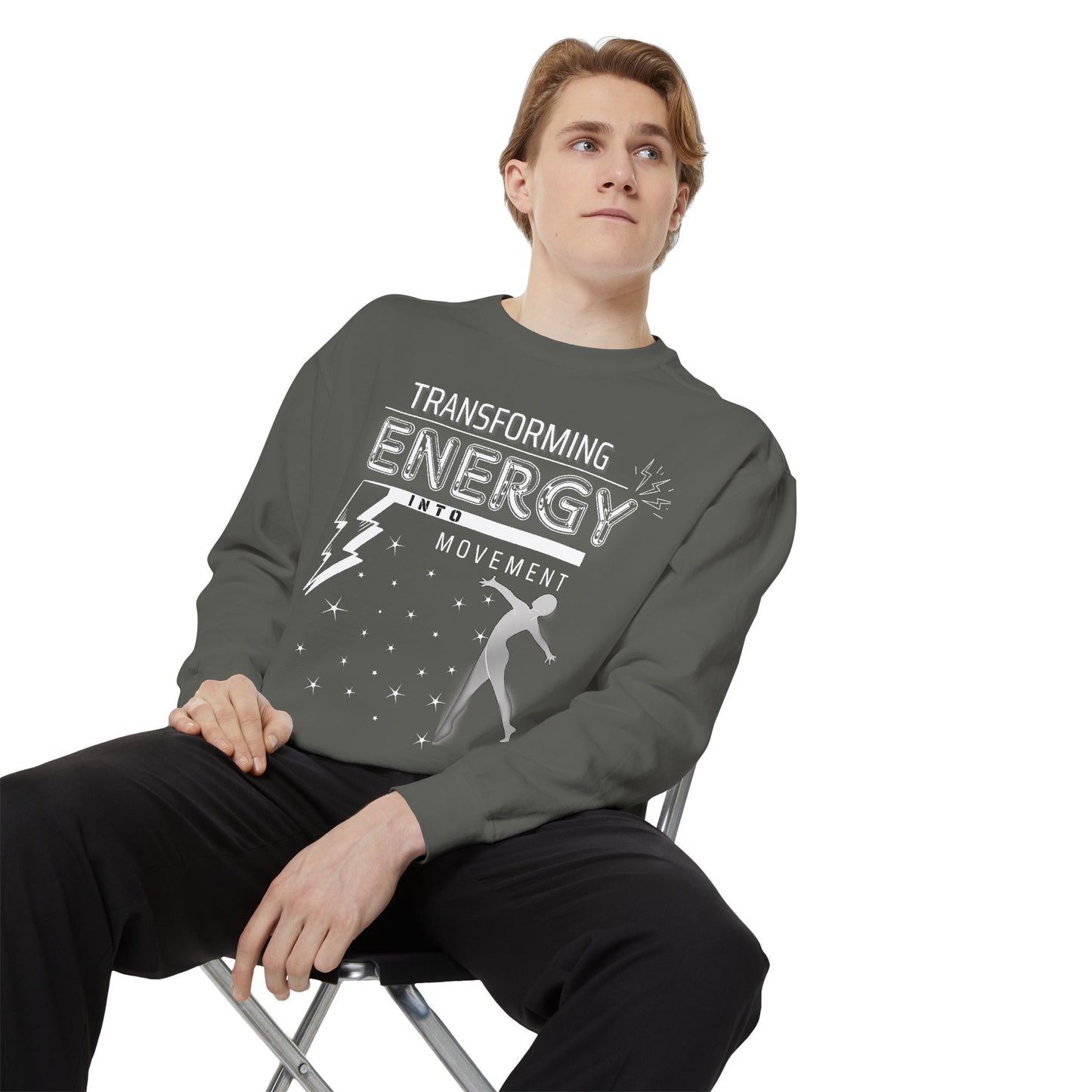Transforming Energy Sweatshirt, Garment-Dyed Sweatshirt for Movement, Motivational