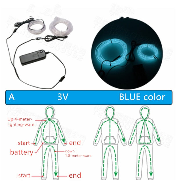 Fluorescent dance Performance clothing LED light line