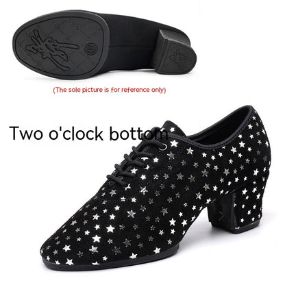 Dancing PA Female Teacher Latin Dance Shoes Suede Cowhide Square Dance Soft Bottom Starry Sky - Mi tienda