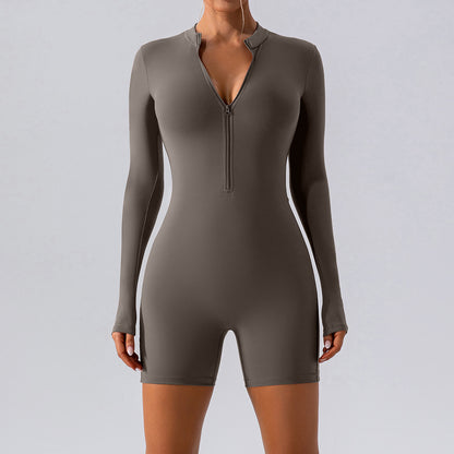 Long-sleeve Zipper One-piece Dance Training - Mi tienda