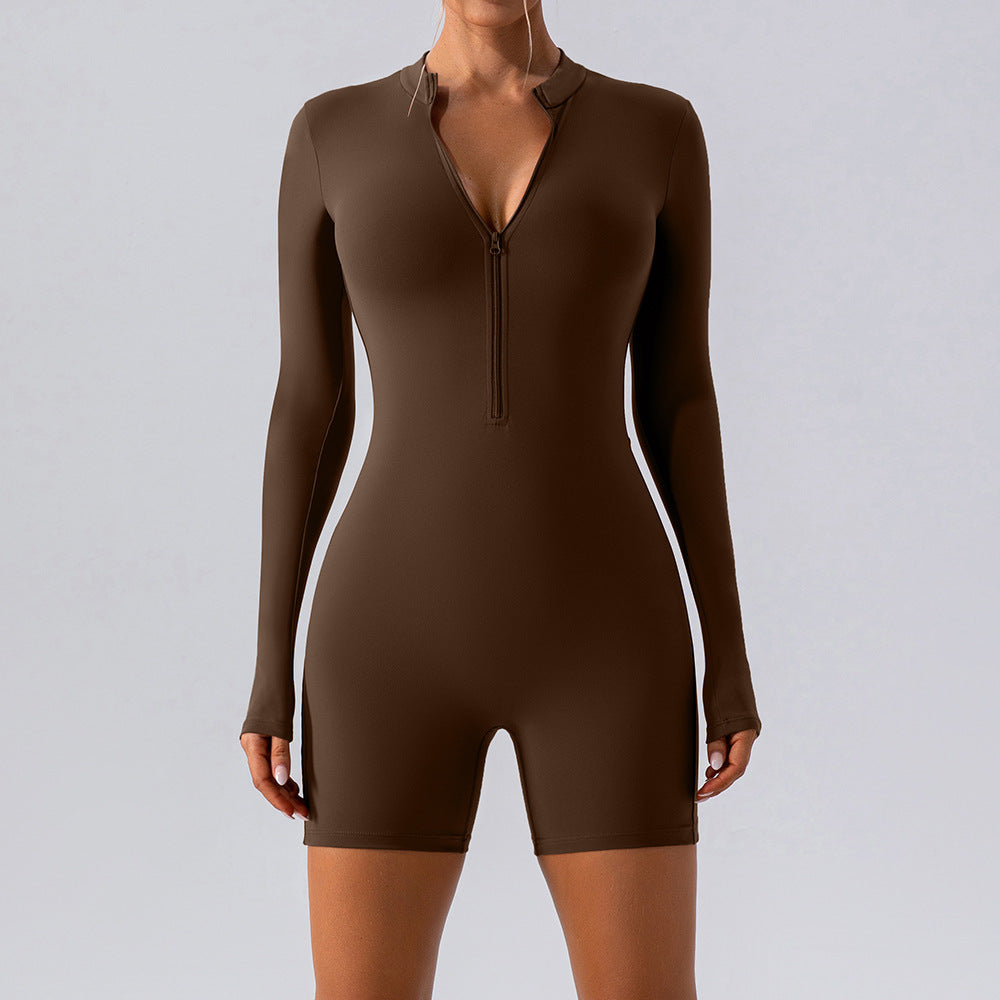 Long-sleeve Zipper One-piece Dance Training - Mi tienda