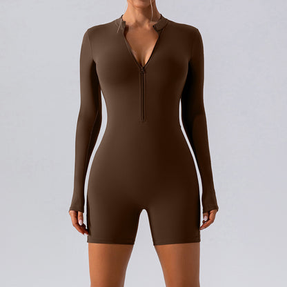 Long-sleeve Zipper One-piece Dance Training - Mi tienda