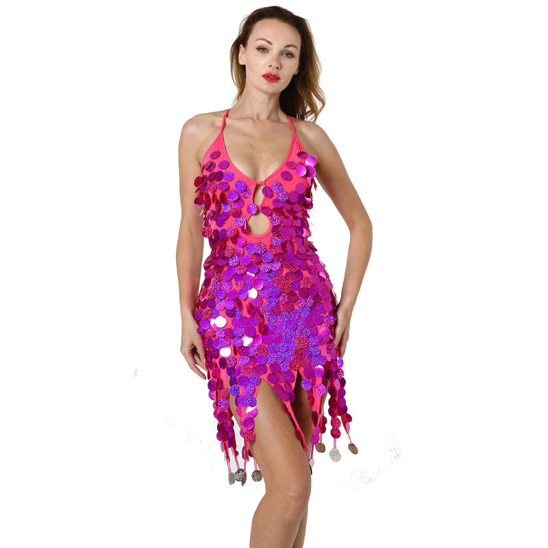 Tassel Laser Sequin Latin Dance Dress Costume - Mi tienda
