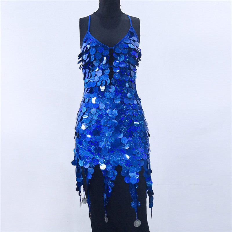 Tassel Laser Sequin Latin Dance Dress Costume - Mi tienda