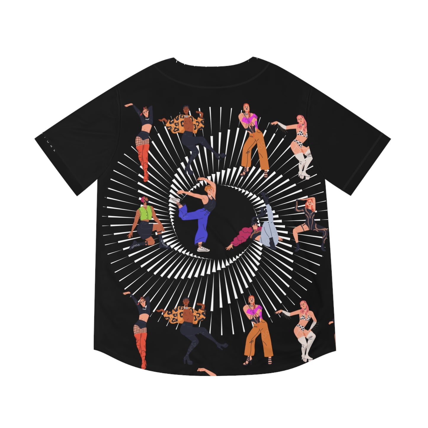 Men's Baseball Jersey - Red DISCO BALL Jersey with Artistic Design dancers - Perfect for Sports and Casual Wear