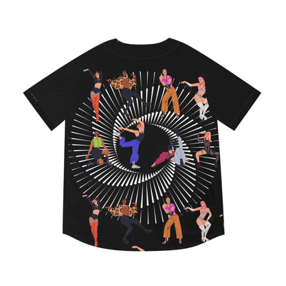 Men's Baseball Jersey - Red DISCO BALL Jersey with Artistic Design dancers - Perfect for Sports and Casual Wear