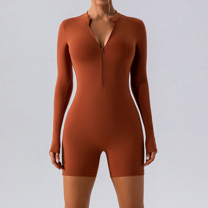 Long-sleeve Zipper One-piece Dance Training - Mi tienda