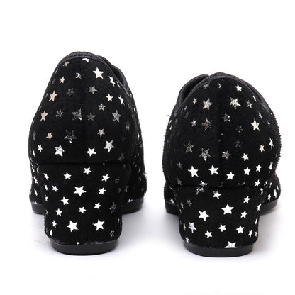 Dancing PA Female Teacher Latin Dance Shoes Suede Cowhide Square Dance Soft Bottom Starry Sky - Mi tienda