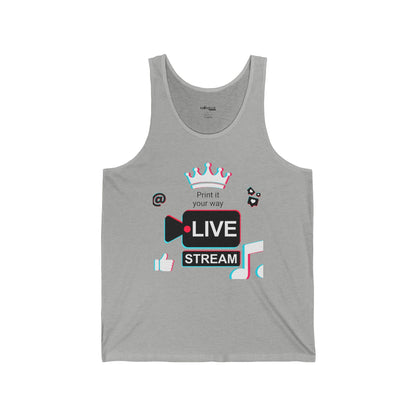 Cool Live Stream Unisex Tank Top | Perfect for Gamers, Creators, Streaming Events, Summer Wear, Personalized Gifts