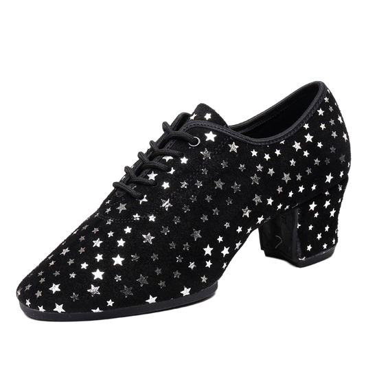 Dancing PA Female Teacher Latin Dance Shoes Suede Cowhide Square Dance Soft Bottom Starry Sky