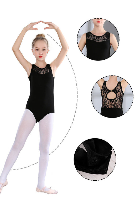 Girls' Long-sleeved Cotton Black Dance Dress - Mi tienda