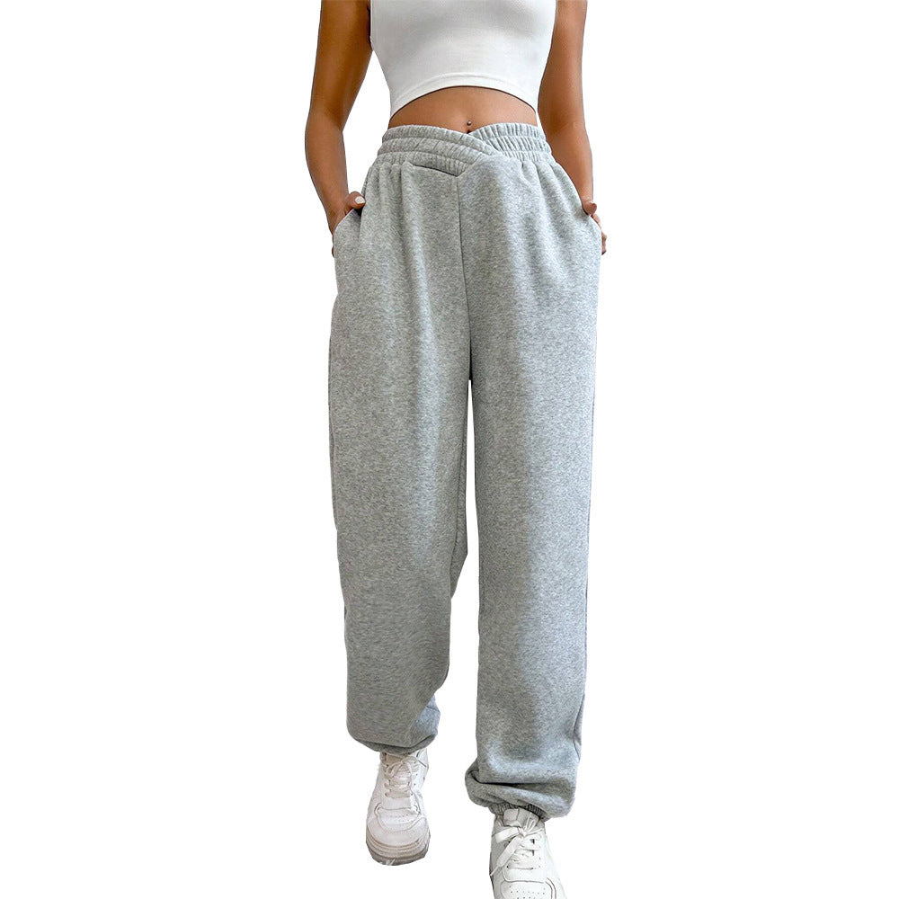 Women's Exercise Ankle-tied High Waist Velvet Padded V-shaped Waist Casual Pants - Mi tienda