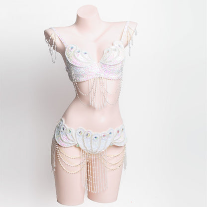 Pearl Embroidery Belly Dance Bra Girdle Suit - Mi tienda