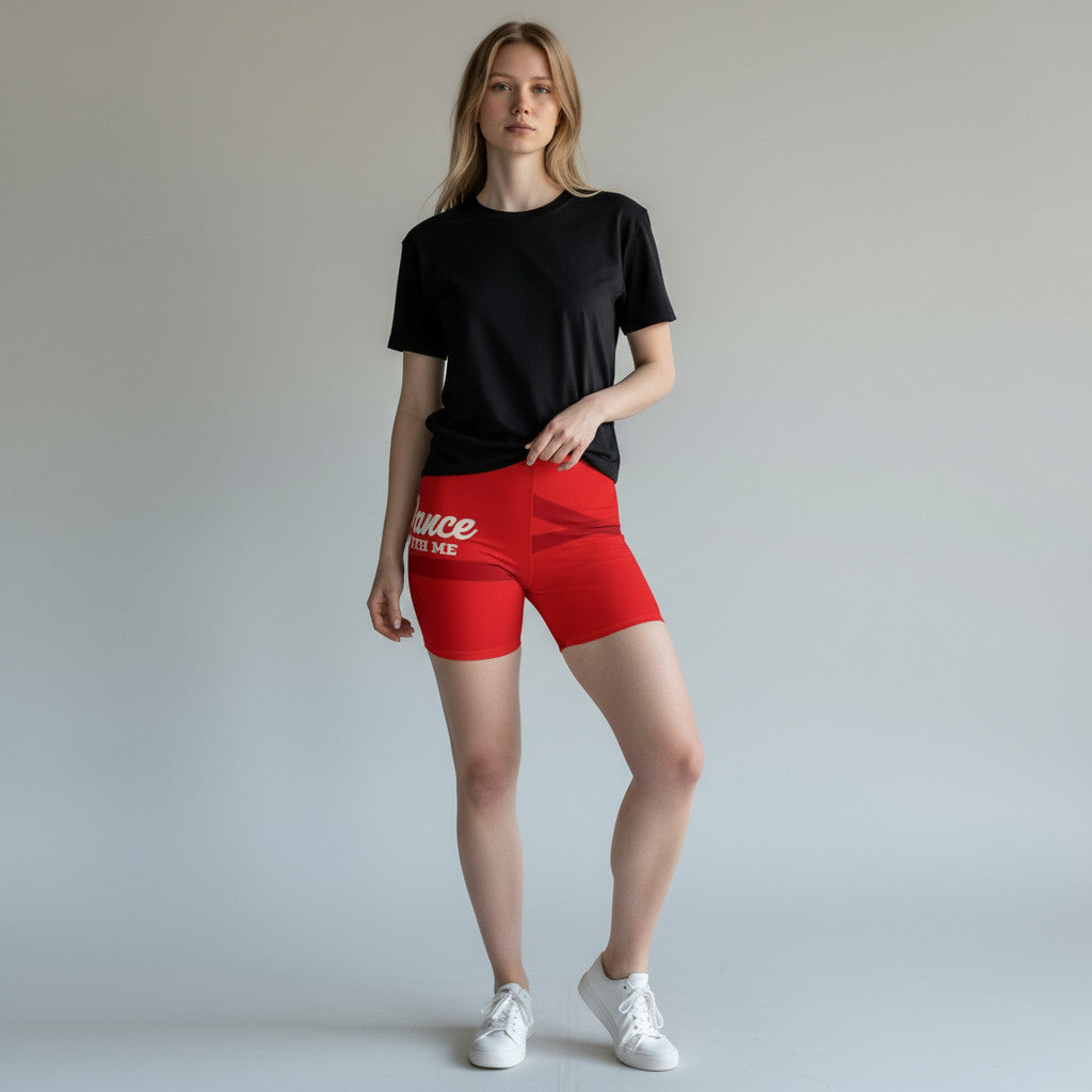 Trendy Women's Biker Shorts with Dance Silhouette Print
